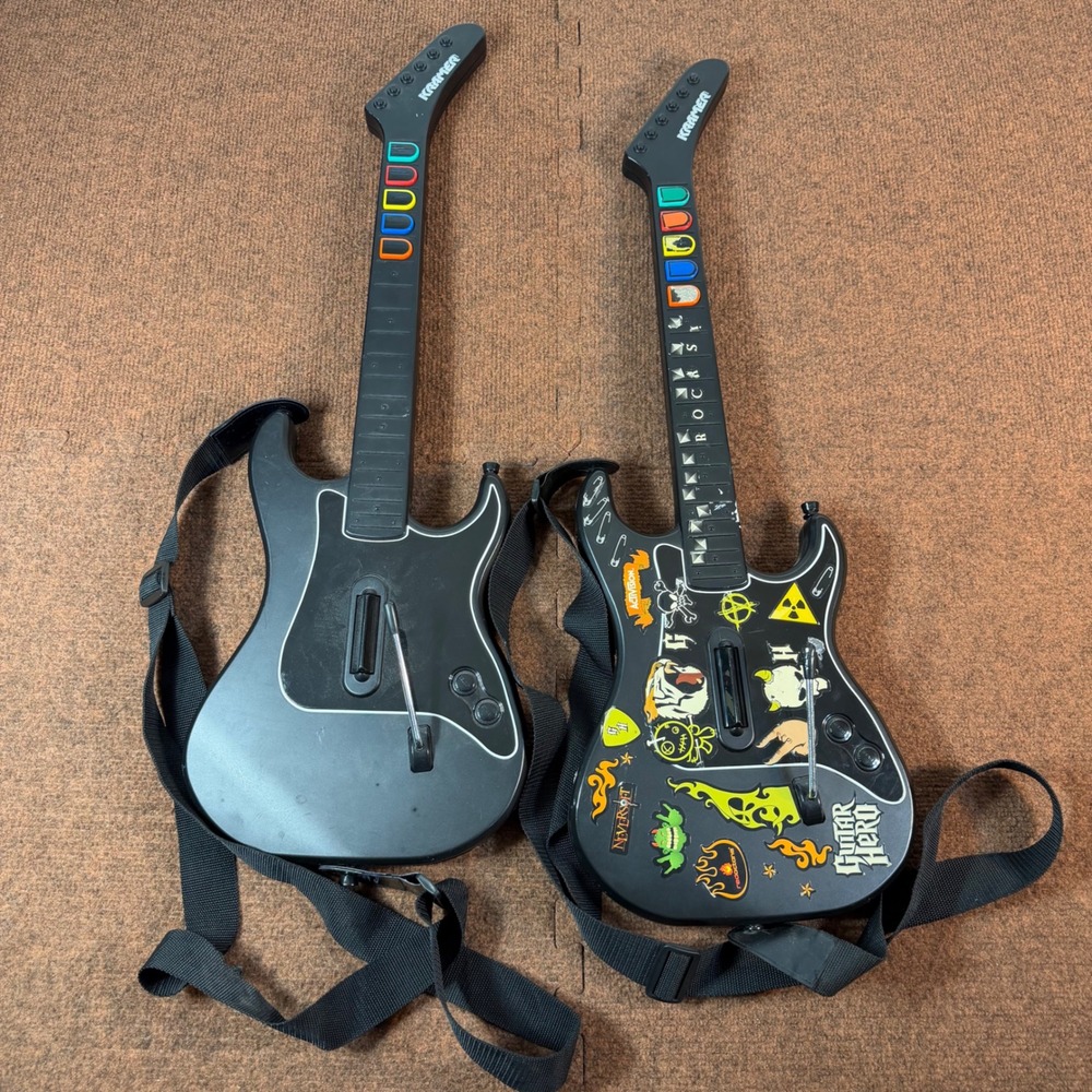 Guitar Hero Kramer Striker Wireless PS2 Controller Lot of 2 Black PlayStation 2